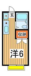 グリーンプラザB棟 ワンルームの間取図画像