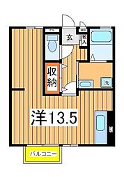 リッシェル ワンルームの間取図画像