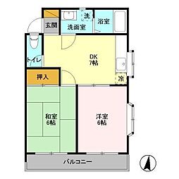 雅参番館 2DKの間取図画像