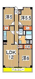 グリーン新柏 3LDKの間取図画像
