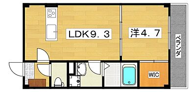 間取り：34.03m2ある1LDK