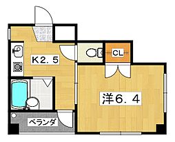 リヴィエール樟葉 1Kの間取図画像