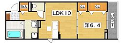 ハイドレンジア くずは 1LDKの間取図画像