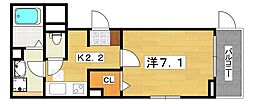 ラフレシール ウエスト 1Kの間取図画像
