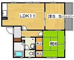 サン・ドーモB 2LDKの間取図画像