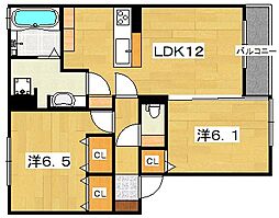 ル・グランアメニティヒルC棟 2LDKの間取図画像