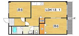 レオハイム東山 2LDKの間取図画像