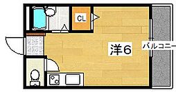 シャンテー長尾家具 ワンルームの間取図画像
