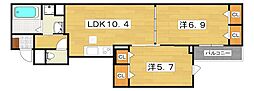 ヒカルサ枚方高野道 2LDKの間取図画像