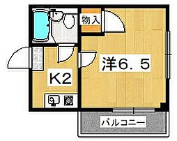 くずはサンハイム 1Kの間取図画像