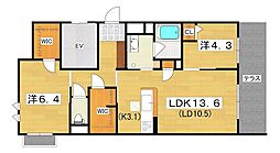 シャーメゾン ブルーム 楠葉 2LDKの間取図画像