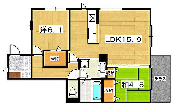 クレール桜木町 ｜大阪府枚方市香里園桜木町(賃貸アパート2LDK・1階・65.33㎡)の写真 その2