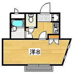 シャトークレール 1Kの間取図画像