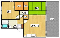 ドミール岡山手 2LDKの間取図画像