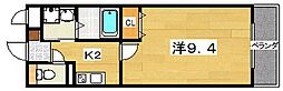 クラウンスリー 1Kの間取図画像