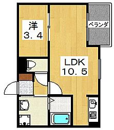 アーバン香里ケ丘 1LDKの間取図画像
