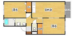 ヴェルドミール・出口 2DKの間取図画像
