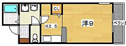 ハピネス渚 1Kの間取図画像