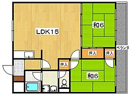香里大西第一ビル 2LDKの間取図画像