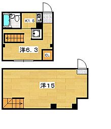 ニューストークアパートメント禁野本町 1Kの間取図画像