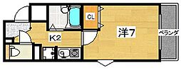 ブライティ・ミル 1Kの間取図画像