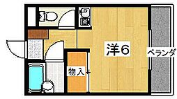 マルエスマンション川原町 1Kの間取図画像