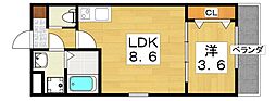 ジーメゾン渚元町クレサス 1LDKの間取図画像