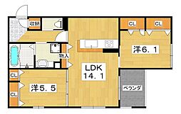 Repos 2LDKの間取図画像