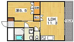 プロニティハイム藤本 1LDKの間取図画像