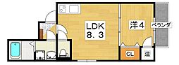 wealthy桜町 1LDKの間取図画像