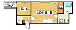 ボヌール宮之阪(ボヌールミヤノサカ) 1LDKの間取図画像
