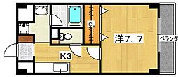 サンメルシー 1Kの間取図画像