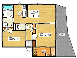 アレグラ星田 2LDKの間取図画像