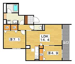 シャーメゾンエトワール 2LDKの間取図画像