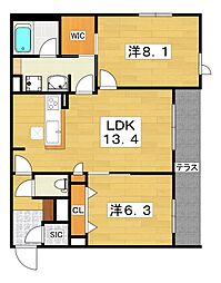 シャーメゾン スターセント 2LDKの間取図画像