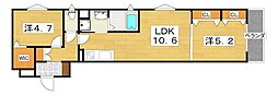 クリオーレ藤阪東町 2LDKの間取図画像