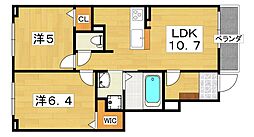 クラール倉治A 2LDKの間取図画像