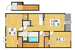 クラール倉治C 2LDKの間取図画像