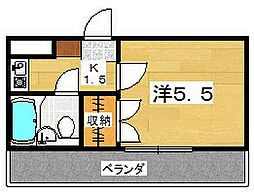 富士第一ビル 1Kの間取図画像