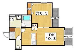 へーベルメゾン星田駅前 1LDKの間取図画像