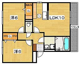グラシアス 2LDKの間取図画像