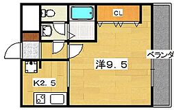 エクセ・コート 1Kの間取図画像