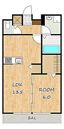 カーザ・フェリーチェ 1LDKの間取図画像