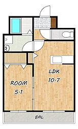 ミモザコート 1LDKの間取図画像