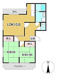 マンション平津 2LDKの間取図画像