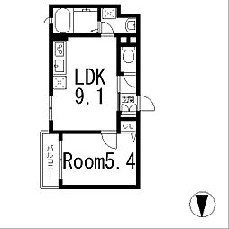 石建ビル 1LDKの間取図画像