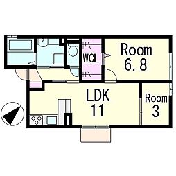ボヌール草津 2LDKの間取図画像