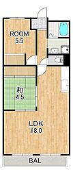 アミティエ草津 2LDKの間取図画像