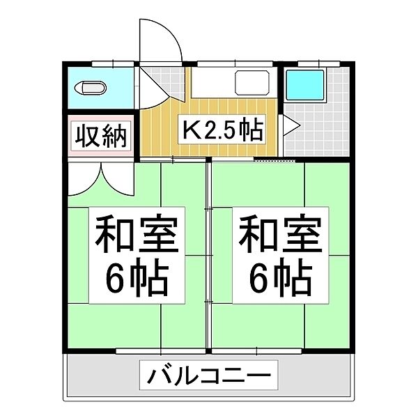 神田ハイツ ｜長野県塩尻市大字広丘堅石(賃貸アパート2DK・2階・32.40㎡)の写真 その2