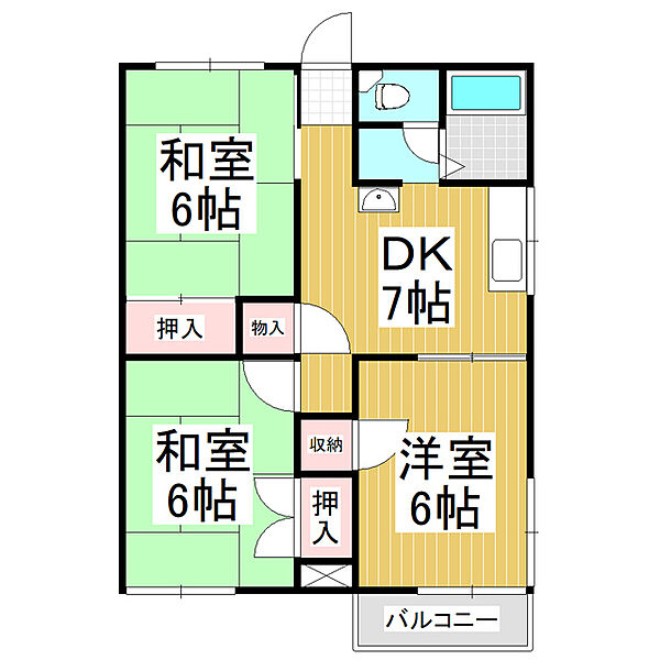 フォーブル太田 ｜長野県塩尻市大字広丘吉田(賃貸アパート3DK・1階・54.50㎡)の写真 その2